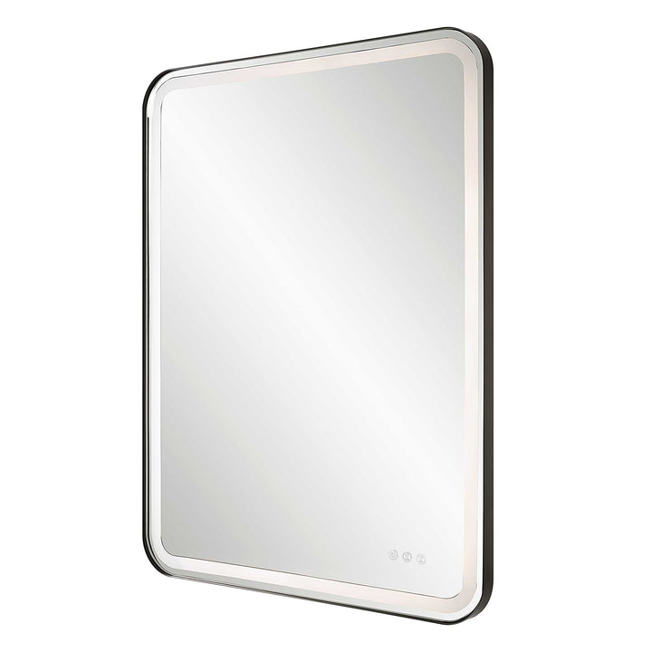 American Home Furniture Uttermost Crofton Lighted Black Large Mirror