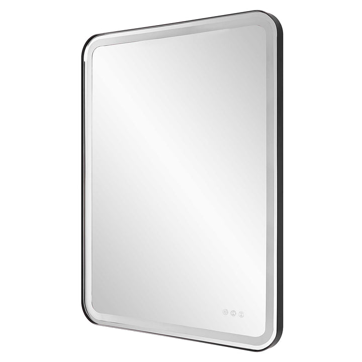 American Home Furniture Uttermost Crofton Lighted Black Large Mirror