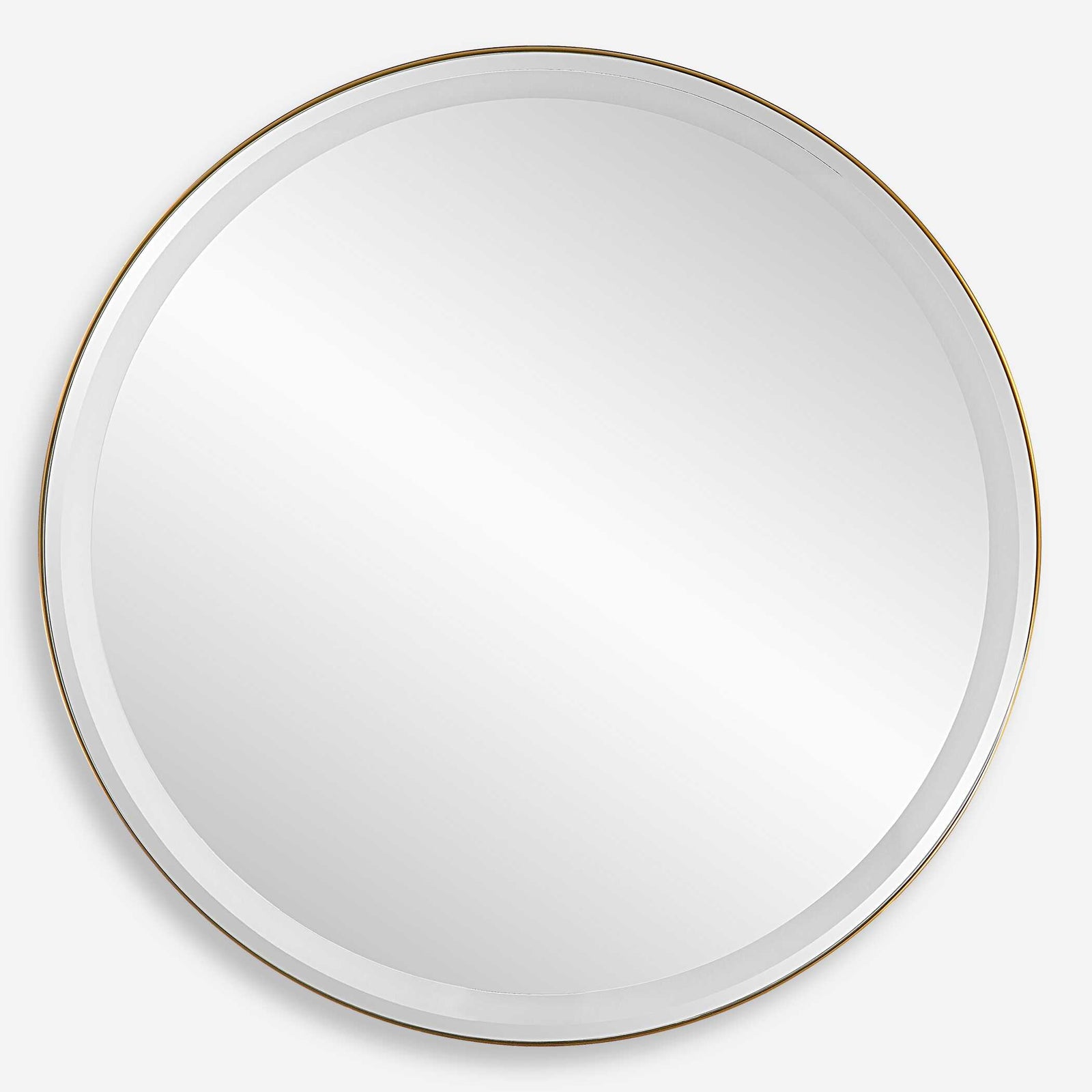 American Home Furniture Uttermost Crofton Lighted Brass Round Mirror