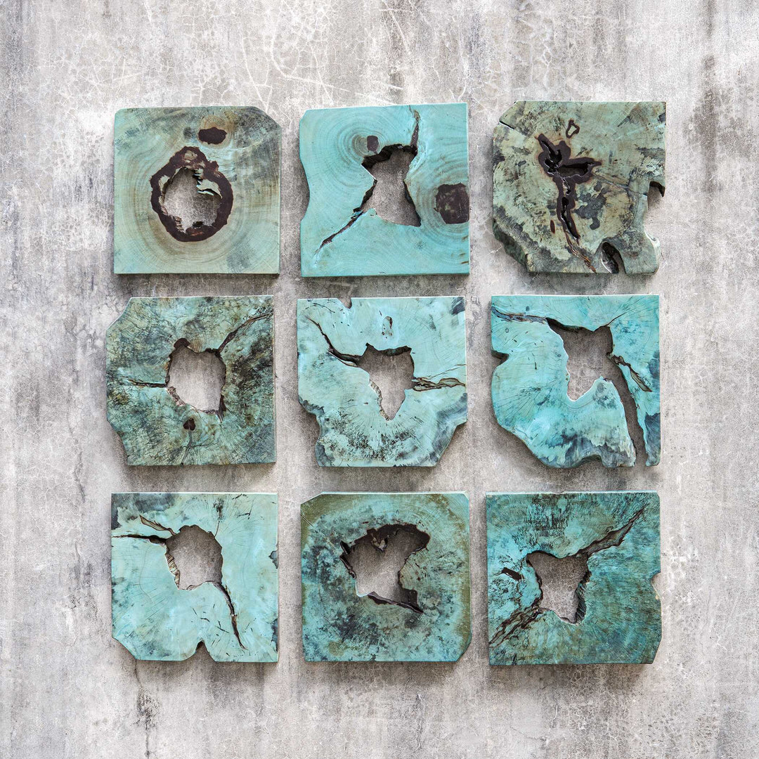 American Home Furniture Uttermost Bahati Wood Wall Décor In Blue Set of 9