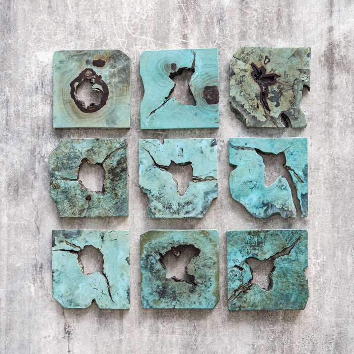 American Home Furniture Uttermost Bahati Wood Wall Décor In Blue Set of 9