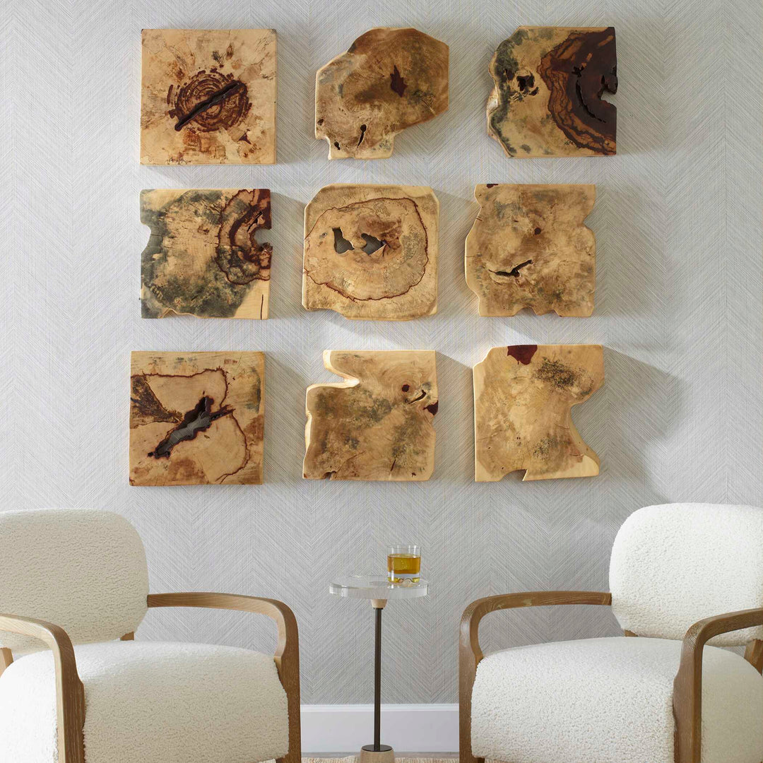 American Home Furniture Uttermost Bahati Wood Wall Décor In Natural Set of 9