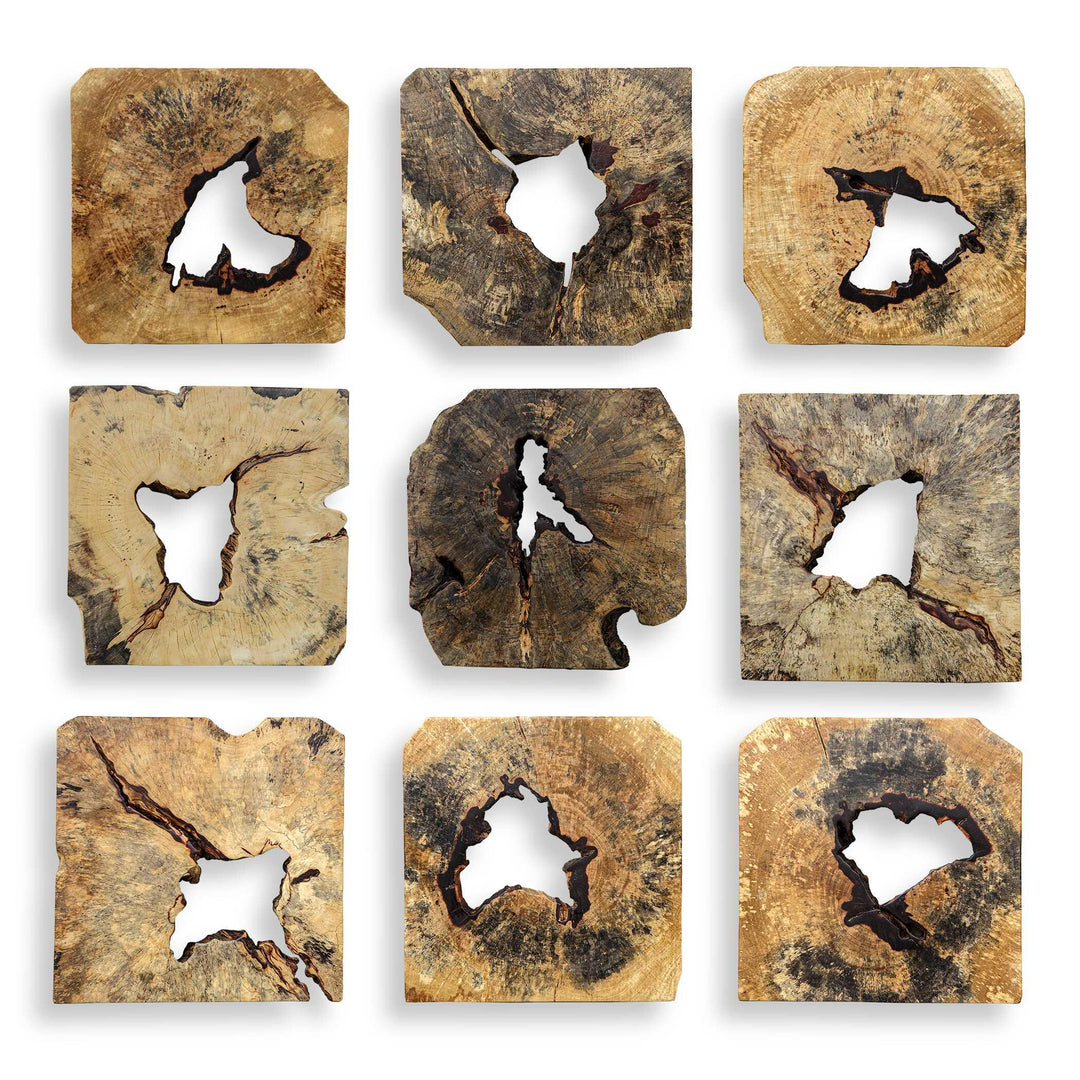 Bahati Wood Wall Décor In Natural - Set of 9 - AmericanHomeFurniture