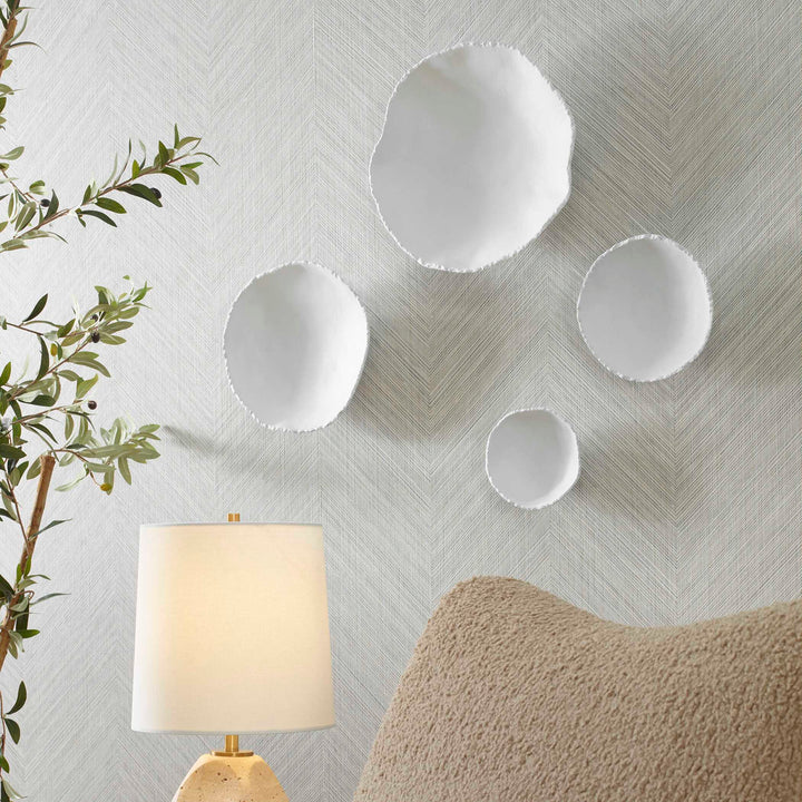 American Home Furniture Uttermost Lucky Coins White Metal Wall Bowls Set of 4