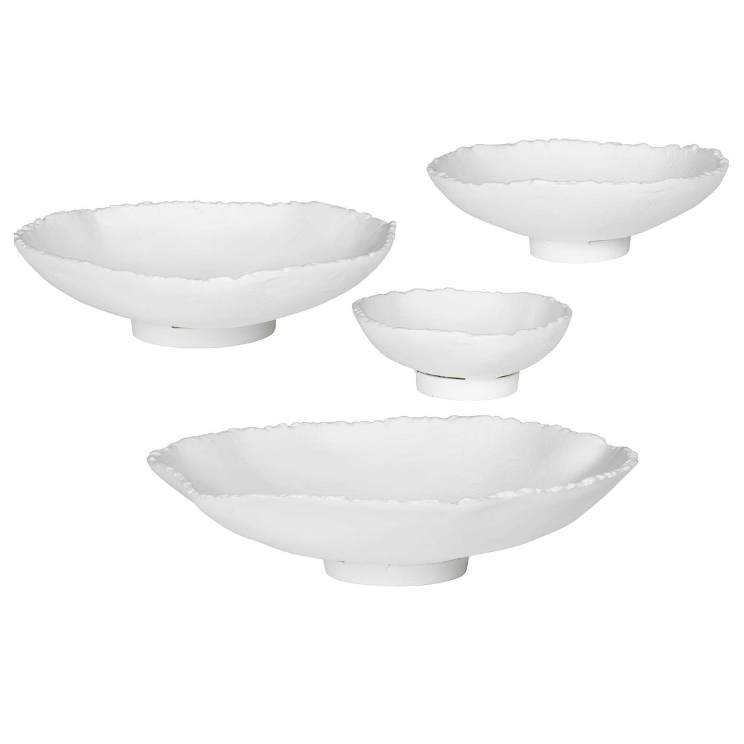 American Home Furniture Uttermost Lucky Coins White Metal Wall Bowls Set of 4