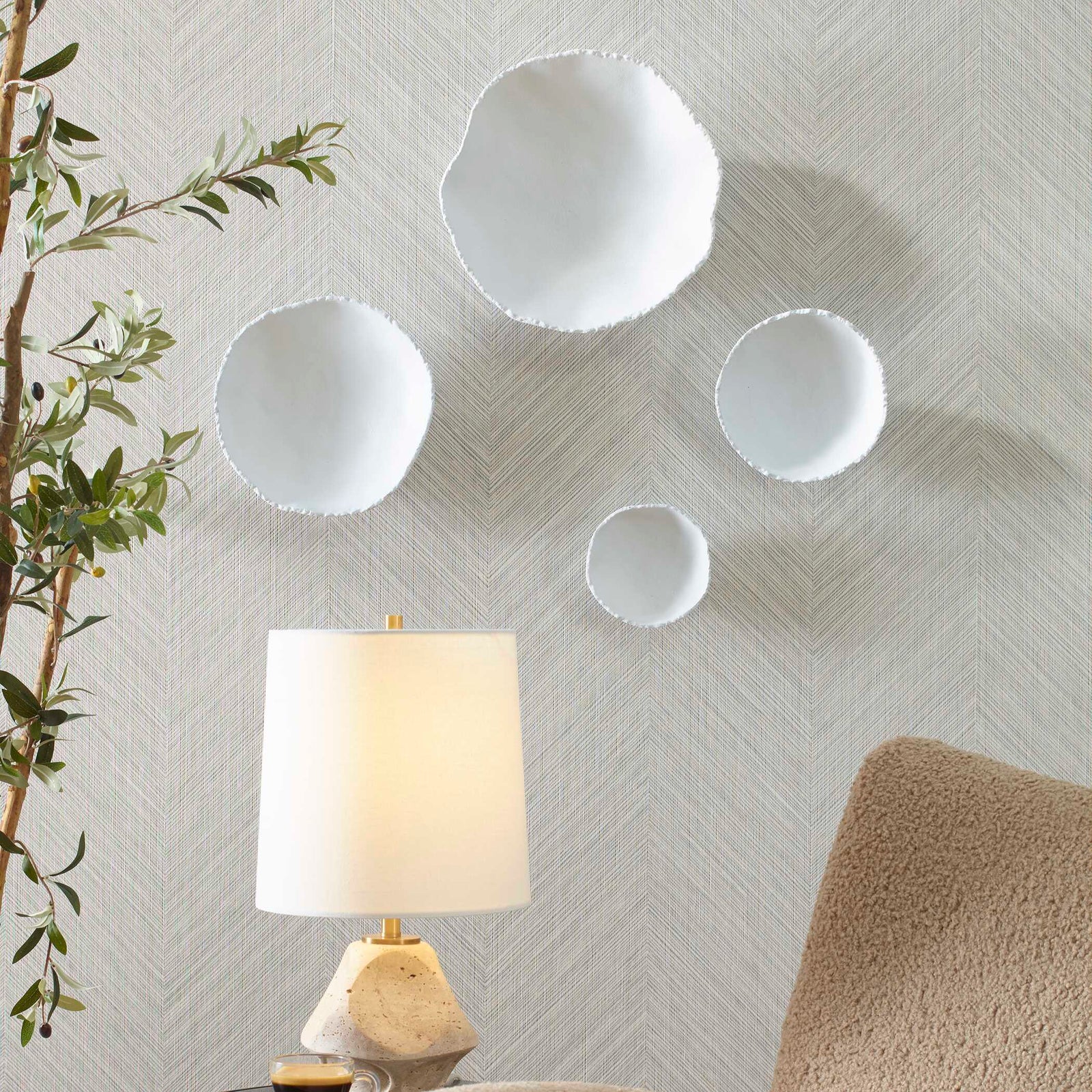American Home Furniture Uttermost Lucky Coins White Metal Wall Bowls Set of 4