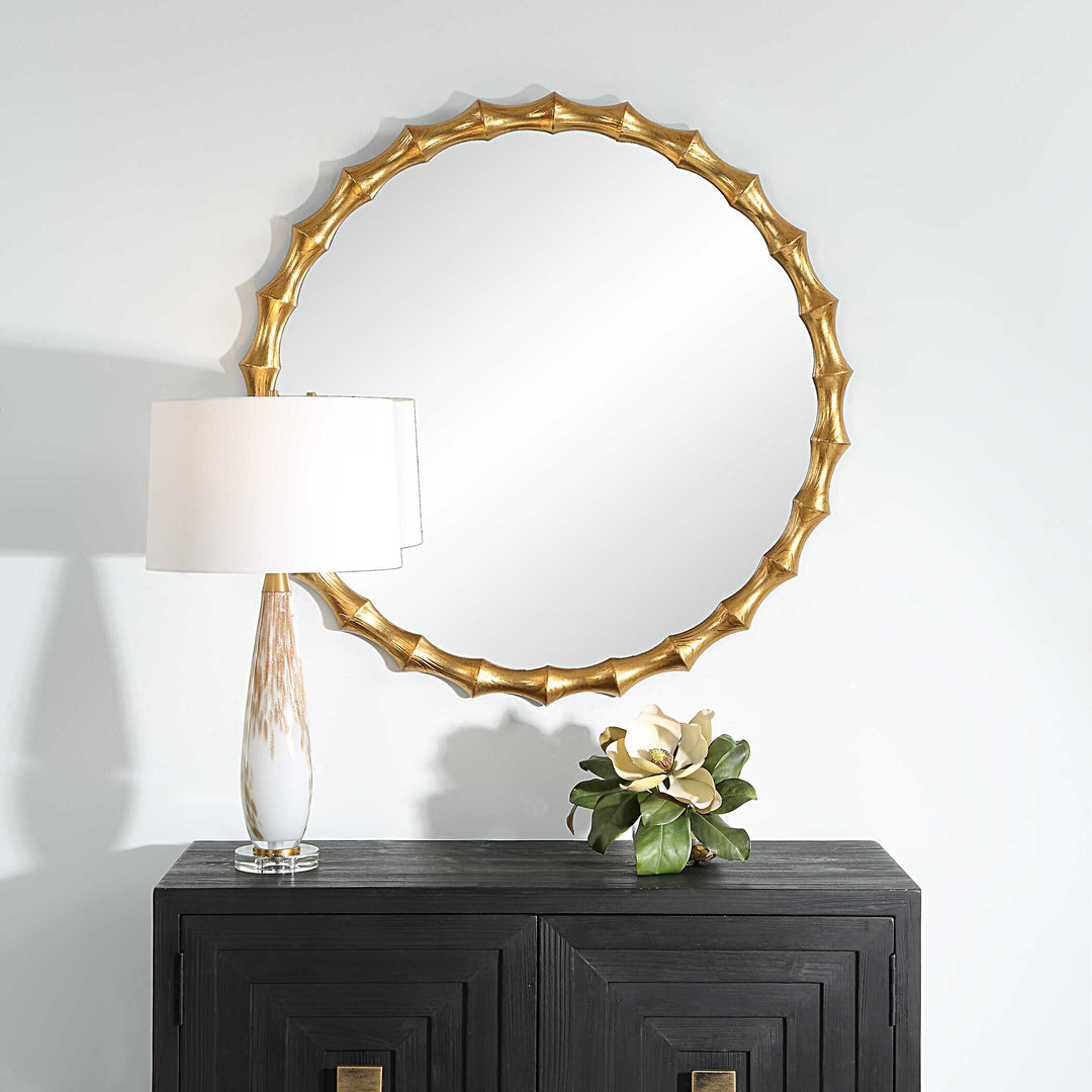 American Home Furniture Uttermost Nacala Round Gold Mirror