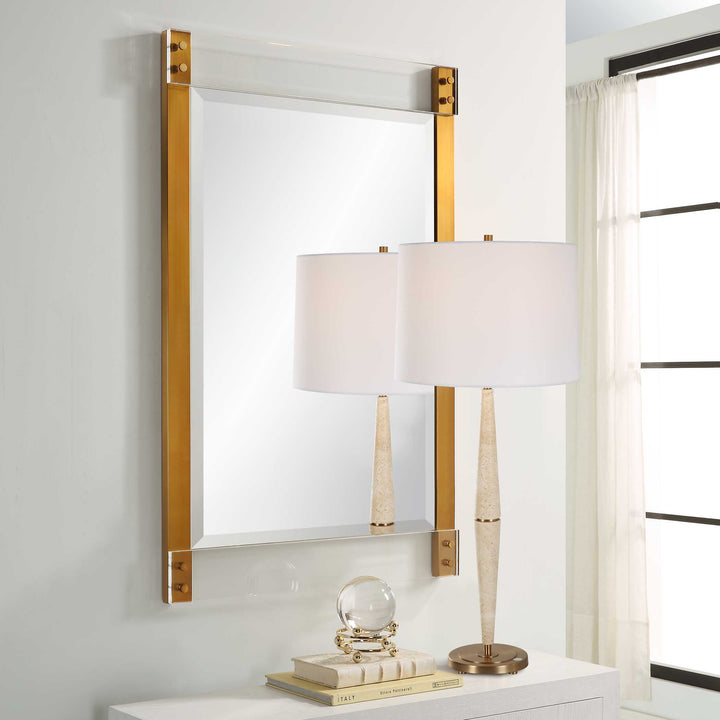 American Home Furniture Uttermost Nera Plated Brass Mirror