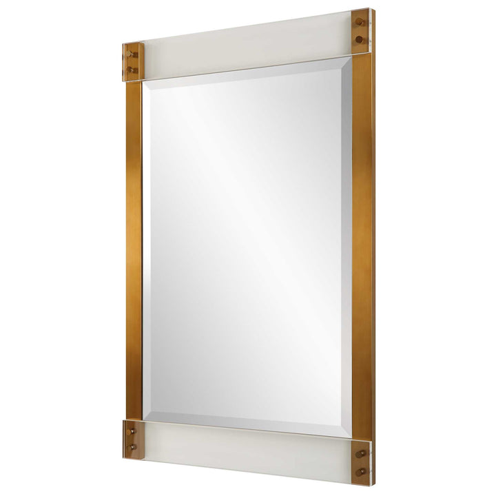 American Home Furniture Uttermost Nera Plated Brass Mirror