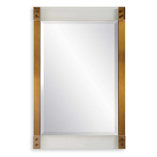 American Home Furniture Uttermost Nera Plated Brass Mirror