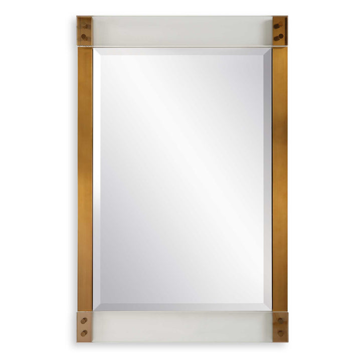 American Home Furniture Uttermost Nera Plated Brass Mirror