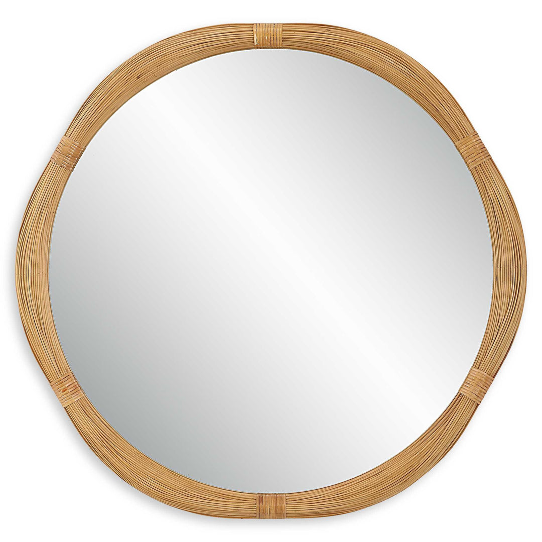 Salina Round Bamboo Mirror - AmericanHomeFurniture