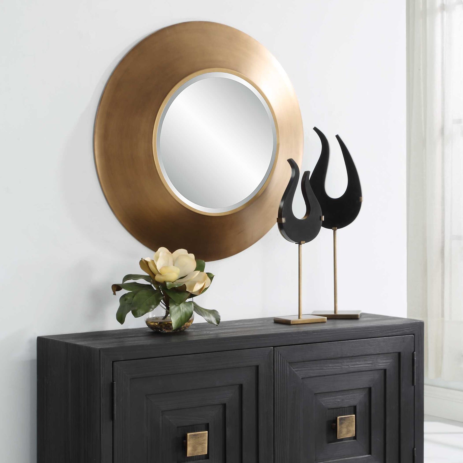 American Home Furniture Uttermost Contessa Round Gold Mirror
