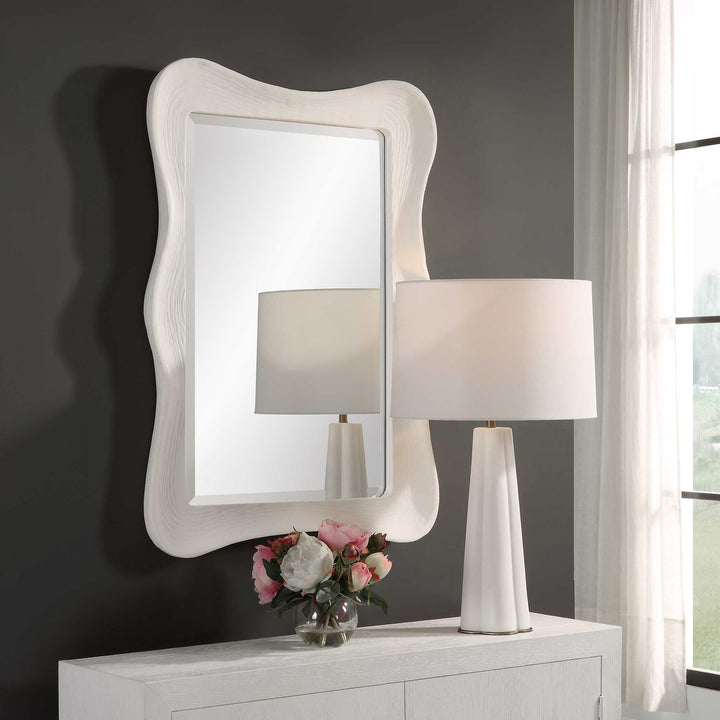 American Home Furniture Uttermost Whitehaven Wavy Rectangle Mirror