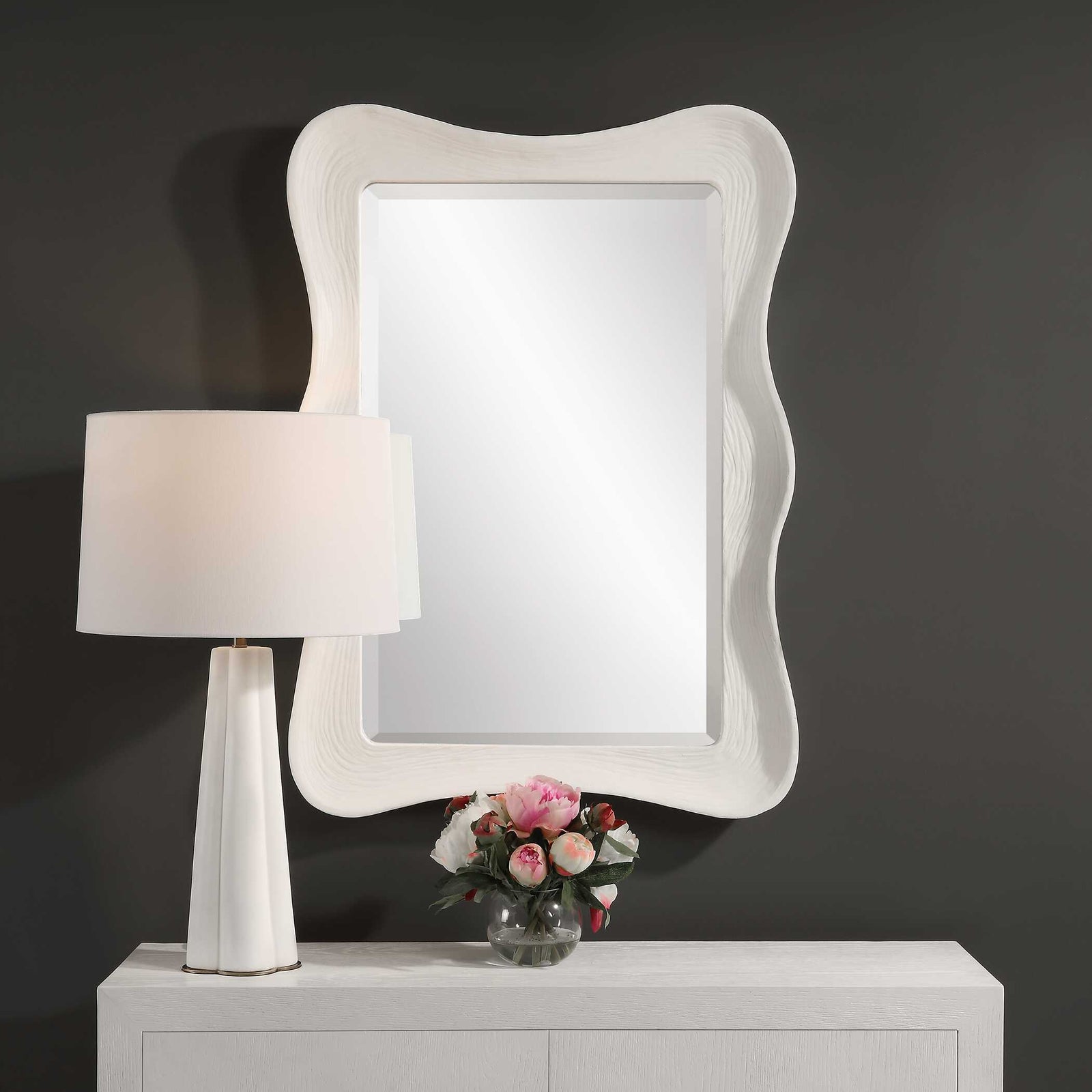 American Home Furniture Uttermost Whitehaven Wavy Rectangle Mirror