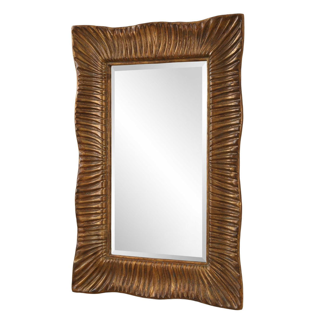 American Home Furniture Uttermost Emerson Scalloped Antique Gold Mirror