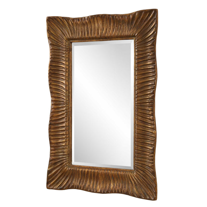 American Home Furniture Uttermost Emerson Scalloped Antique Gold Mirror