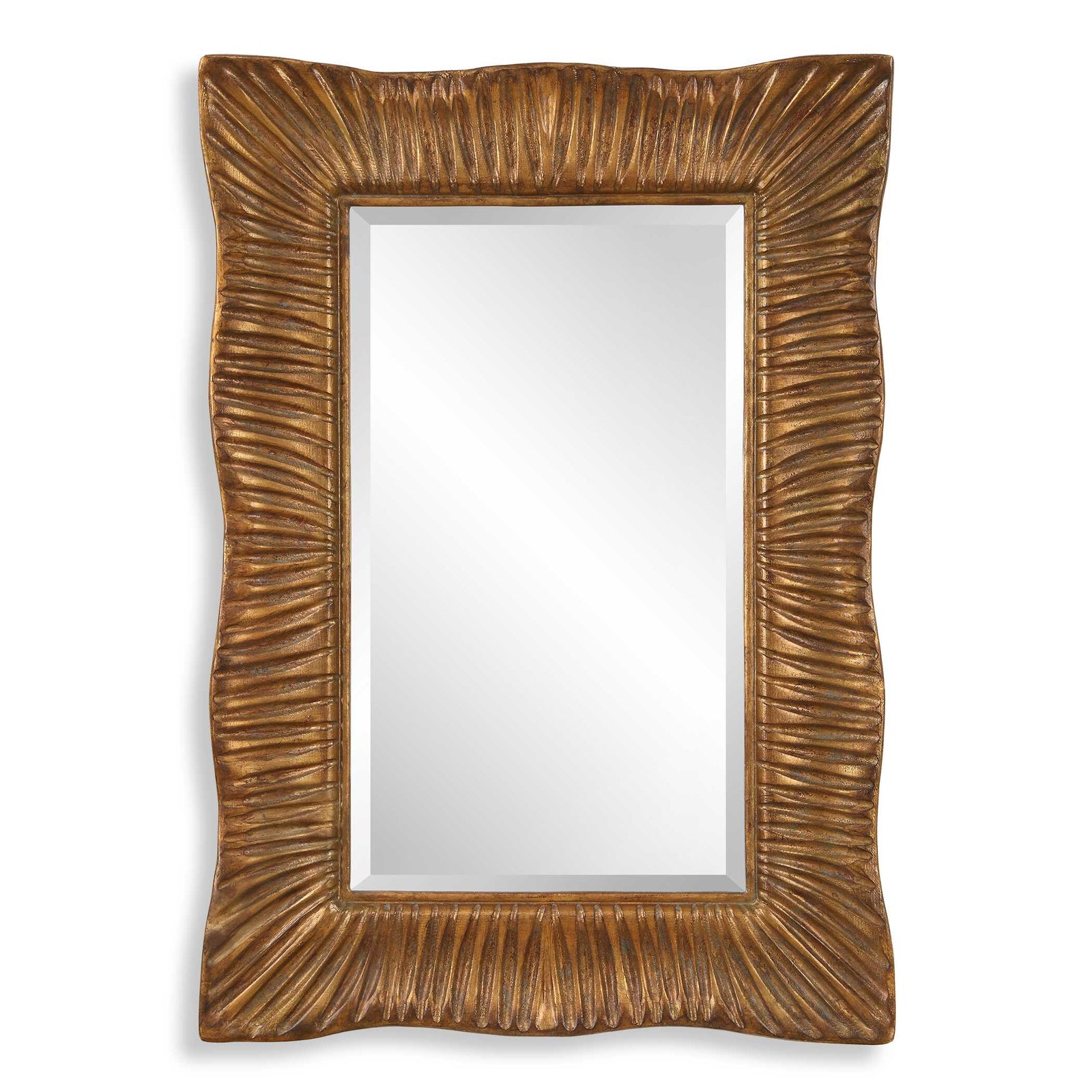 American Home Furniture Uttermost Emerson Scalloped Antique Gold Mirror