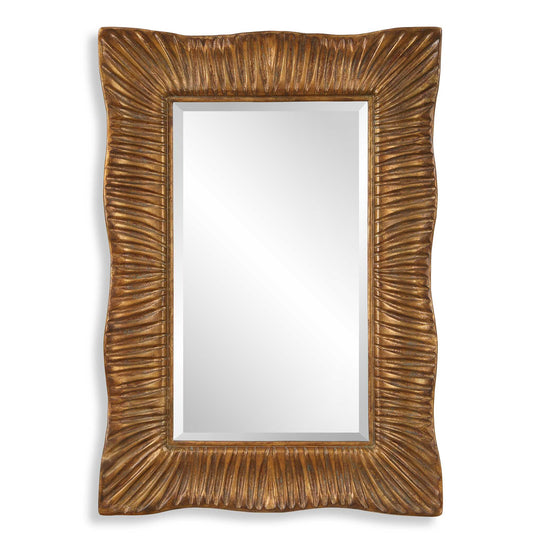 American Home Furniture Uttermost Emerson Scalloped Antique Gold Mirror