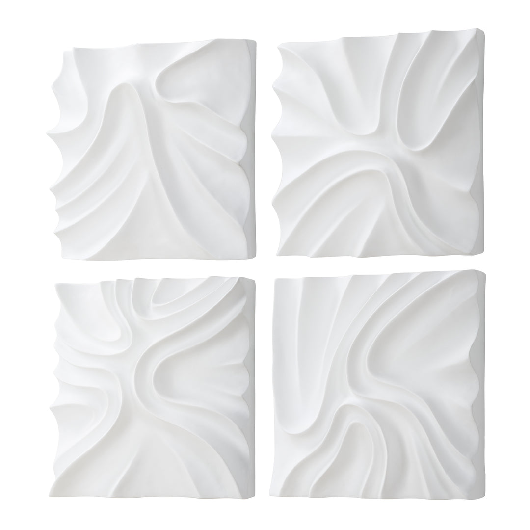 American Home Furniture | Uttermost - Snowdrift Scultped White Wall Decor, S/4