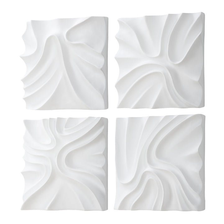 American Home Furniture | Uttermost - Snowdrift Scultped White Wall Decor, S/4