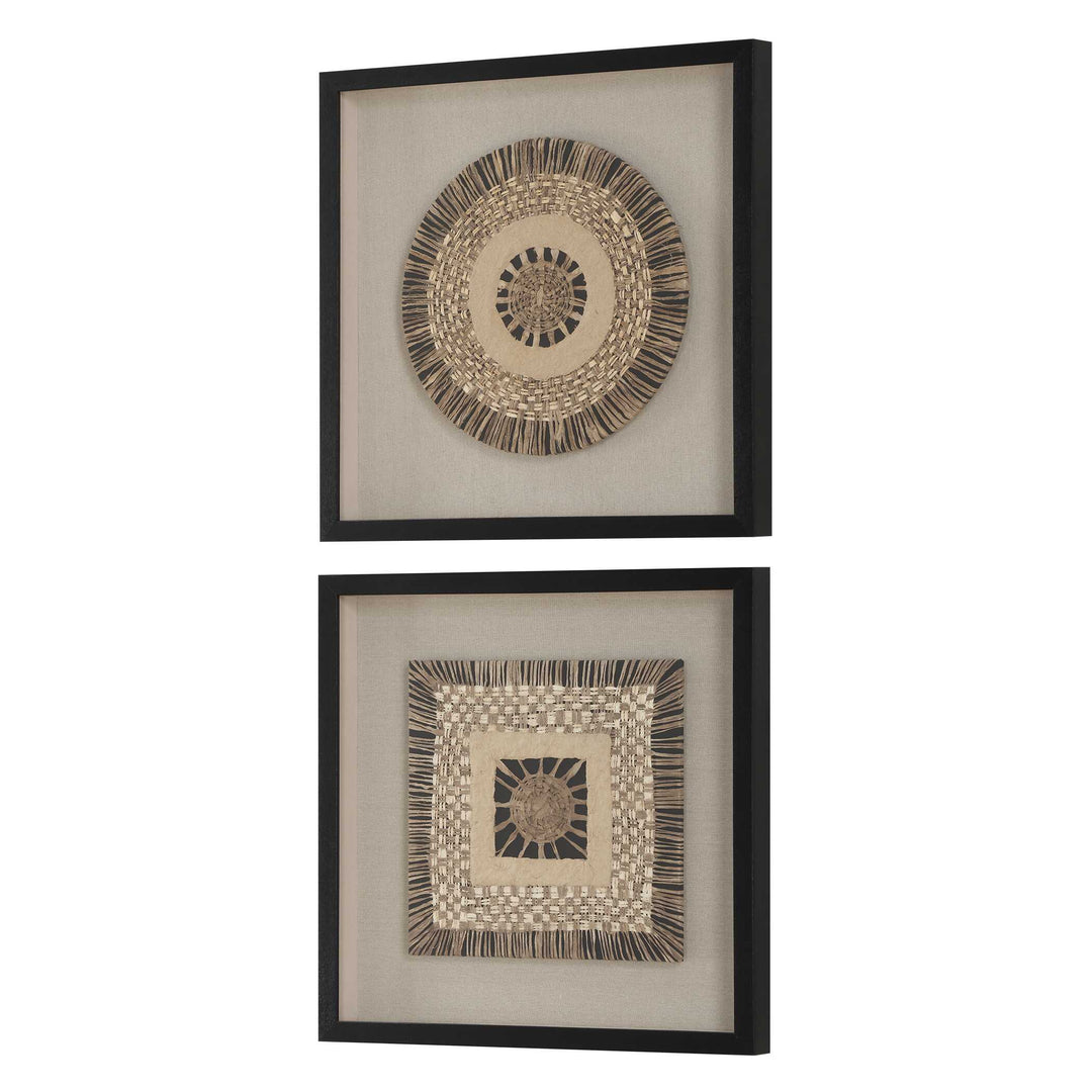 American Home Furniture Uttermost Intertwine Knit Paper Shadow Box, S/2