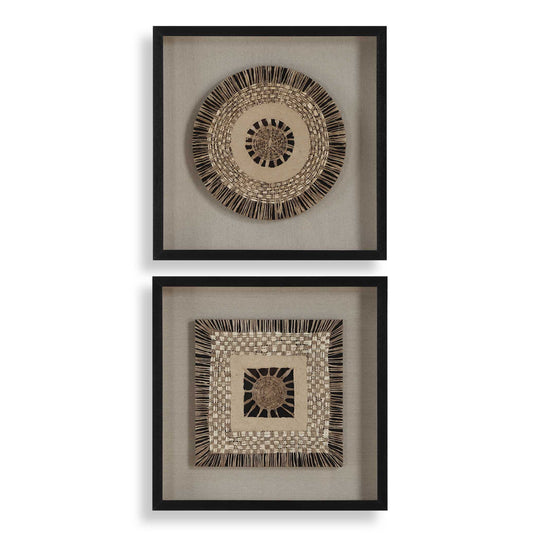American Home Furniture Uttermost Intertwine Knit Paper Shadow Box, S/2