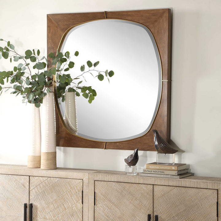 American Home Furniture Uttermost Garonne Square Walnut Mirror