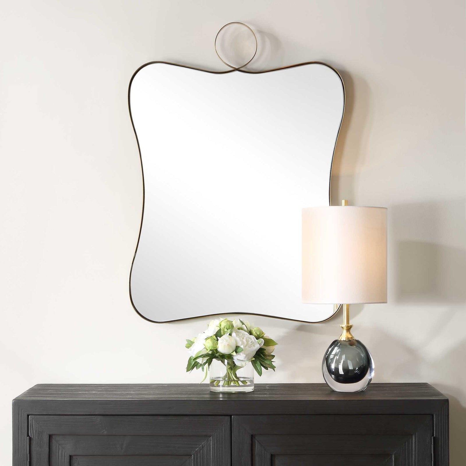 American Home Furniture Uttermost Talia Brass Vanity Mirror