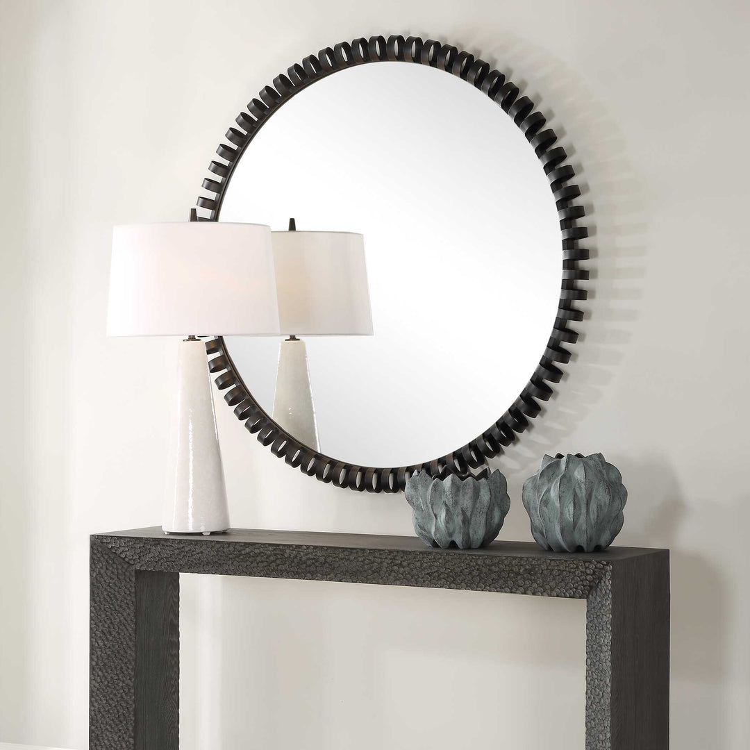 American Home Furniture Uttermost Corona Modern Round Mirror