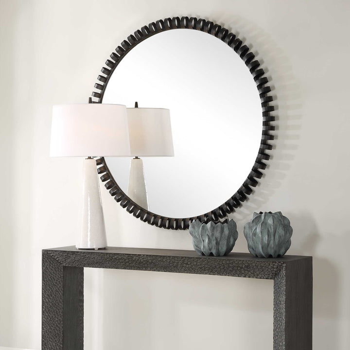 American Home Furniture Uttermost Corona Modern Round Mirror