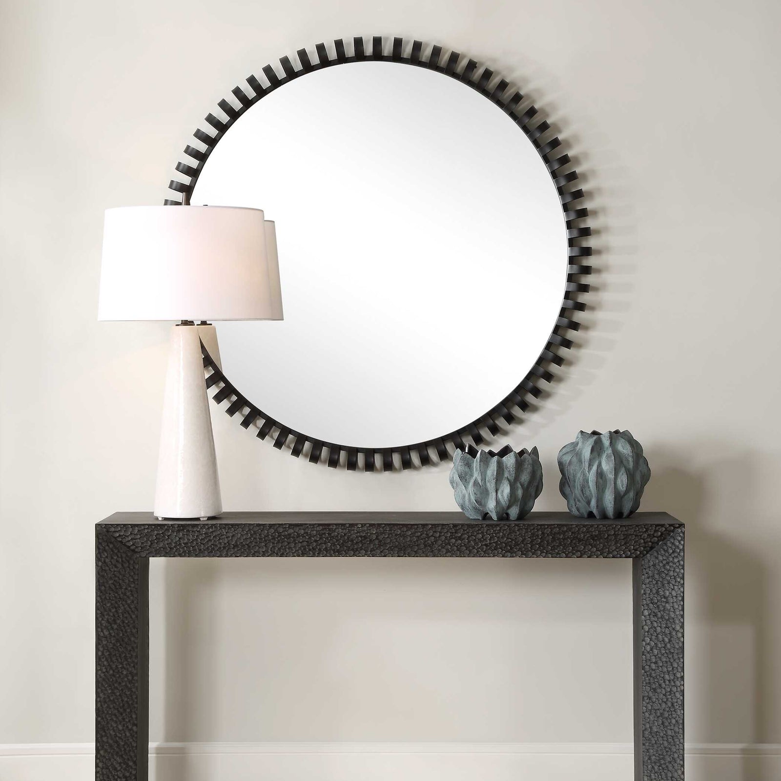 American Home Furniture Uttermost Corona Modern Round Mirror