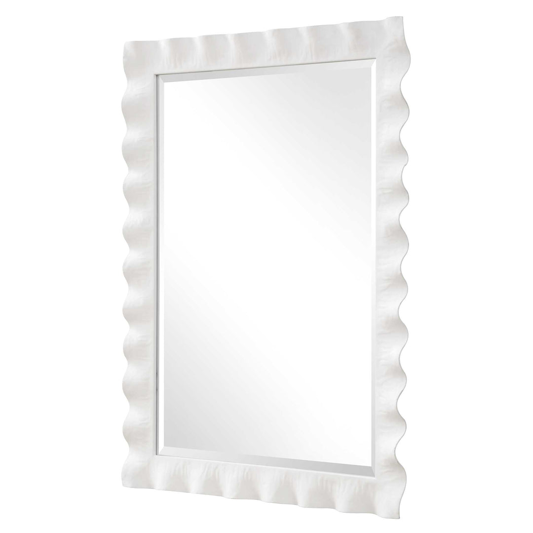 American Home Furniture Uttermost Haya White Scalloped Mirror
