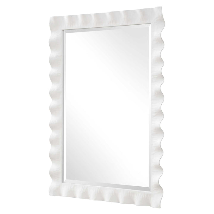 American Home Furniture Uttermost Haya White Scalloped Mirror