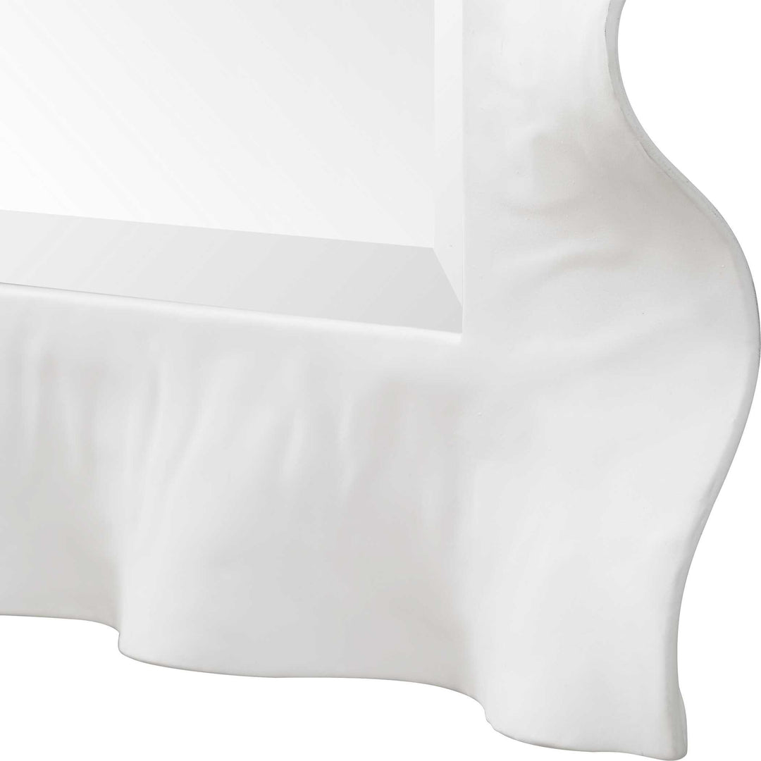 American Home Furniture Uttermost Haya White Scalloped Mirror