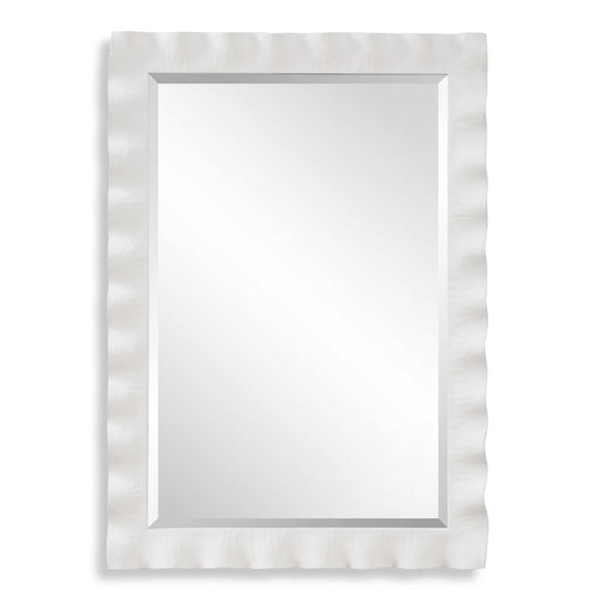 American Home Furniture Uttermost Haya White Scalloped Mirror
