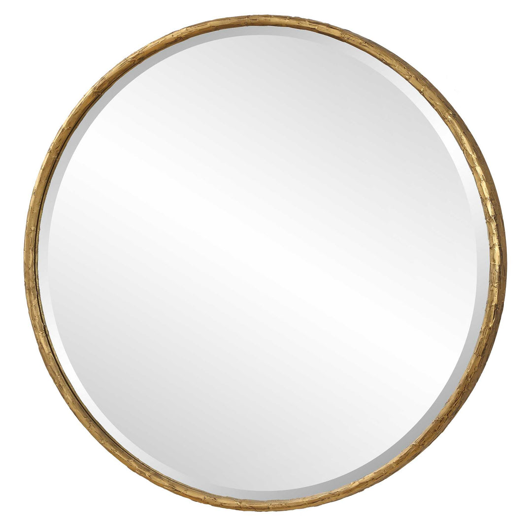 American Home Furniture Uttermost Sutton Aged Gold Round Mirror