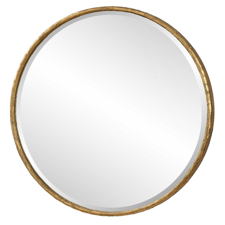American Home Furniture Uttermost Sutton Aged Gold Round Mirror
