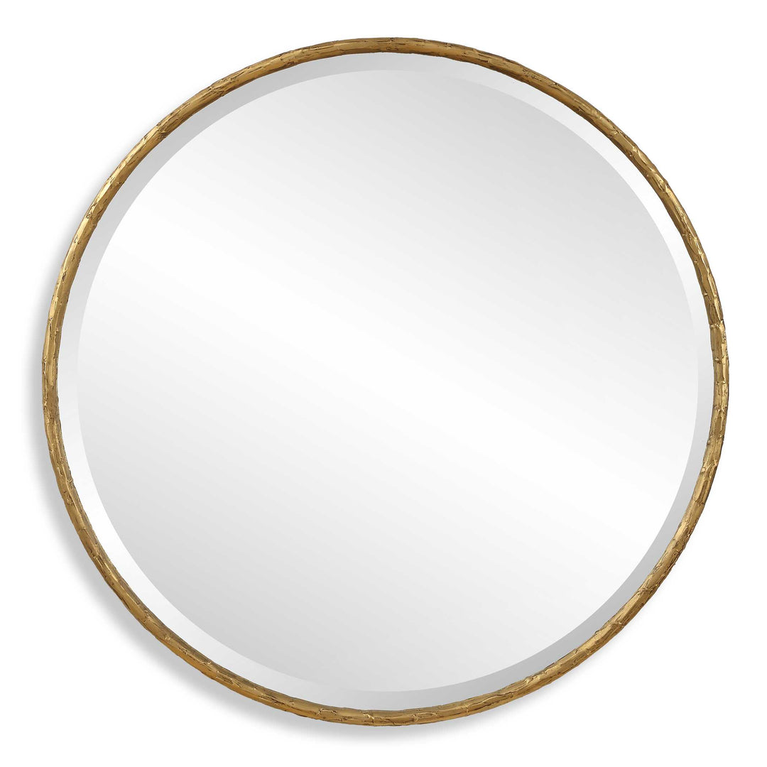 American Home Furniture Uttermost Sutton Aged Gold Round Mirror