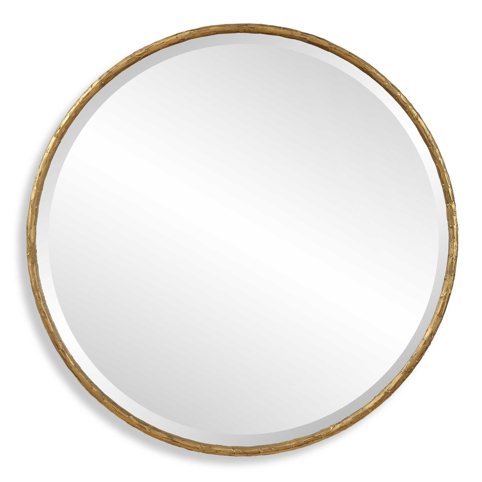 American Home Furniture Uttermost Sutton Aged Gold Round Mirror