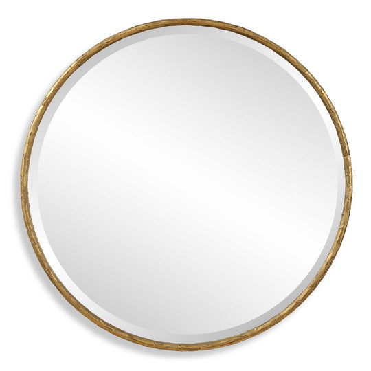 American Home Furniture Uttermost Sutton Aged Gold Round Mirror