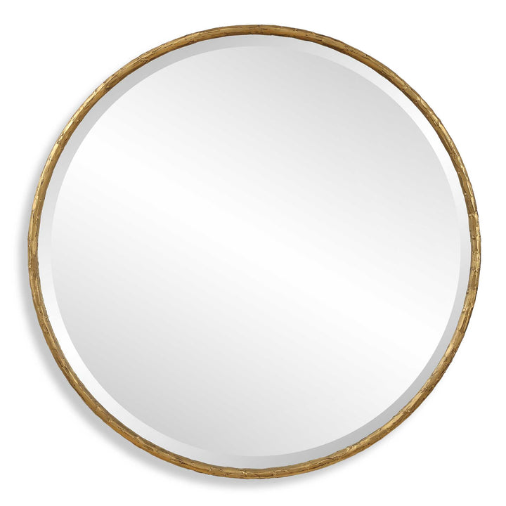 American Home Furniture Uttermost Sutton Aged Gold Round Mirror