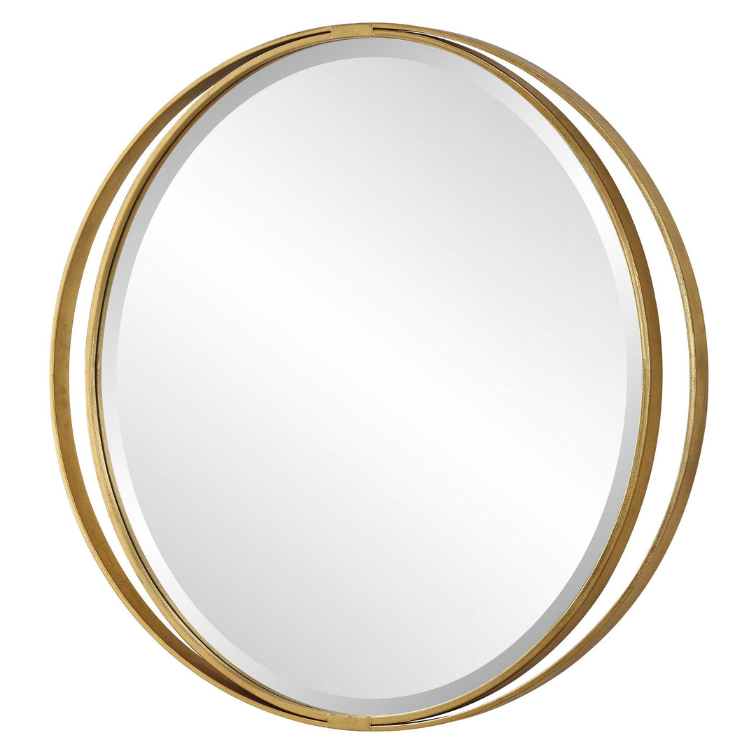 American Home Furniture Uttermost Rhodes Gold Round Mirror