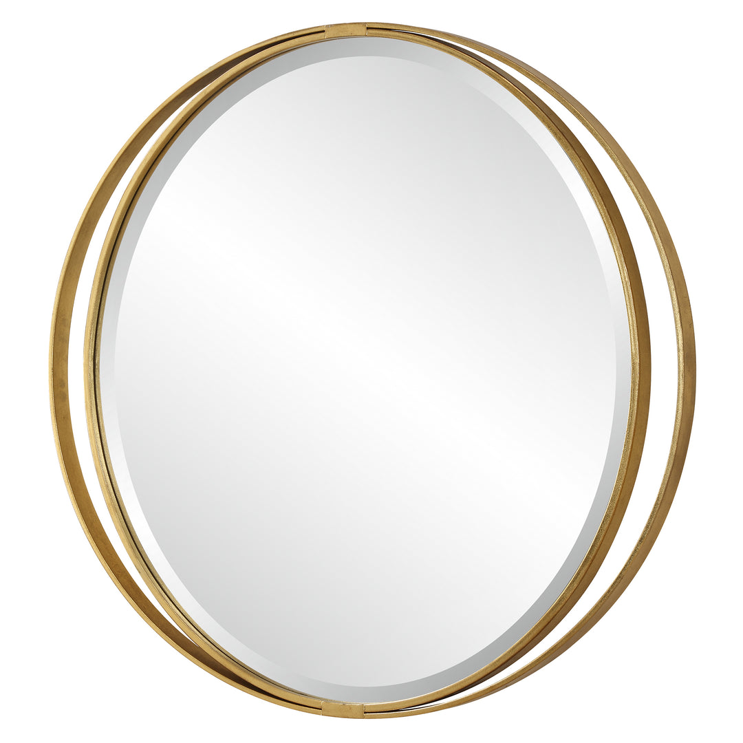 American Home Furniture | Uttermost - Rhodes Gold Round Mirror