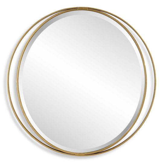 American Home Furniture Uttermost Rhodes Gold Round Mirror