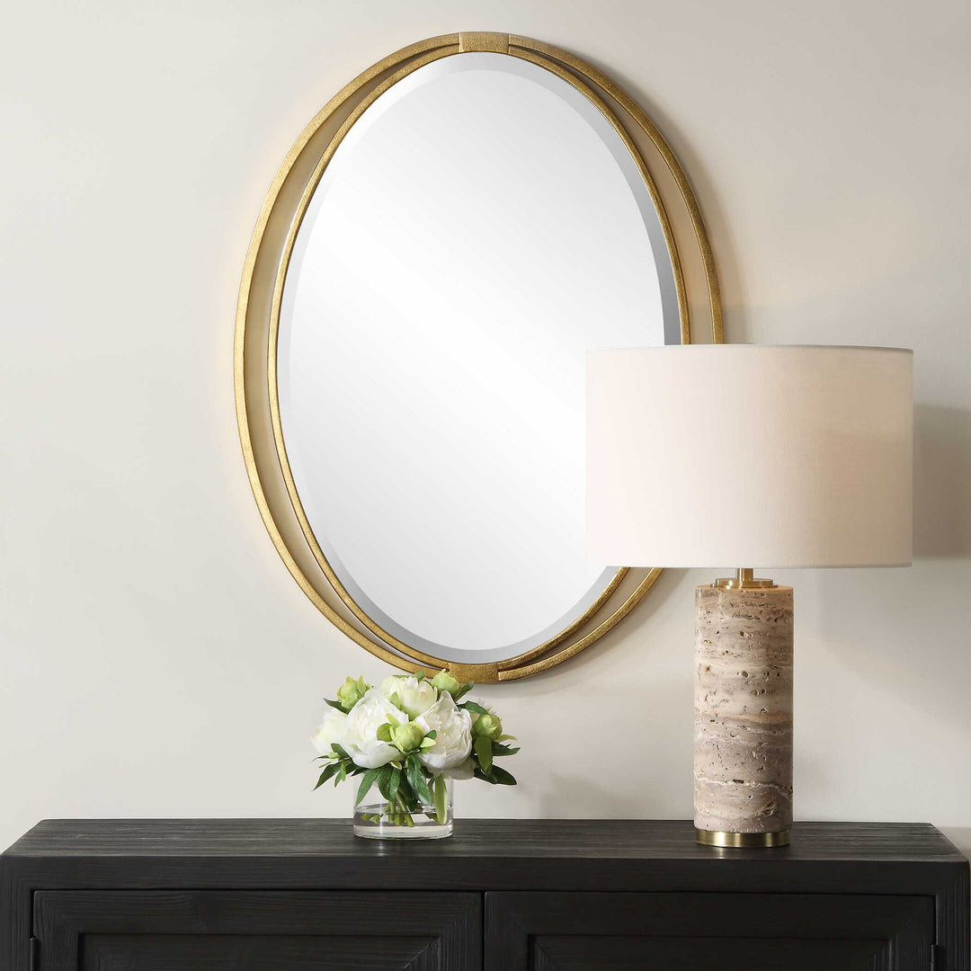 American Home Furniture Uttermost Rhodes Gold Oval Mirror