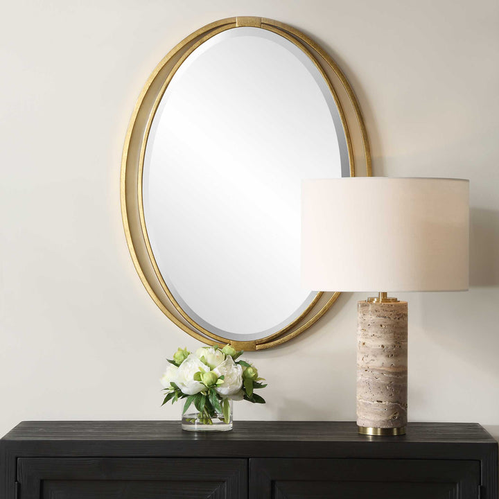 American Home Furniture Uttermost Rhodes Gold Oval Mirror