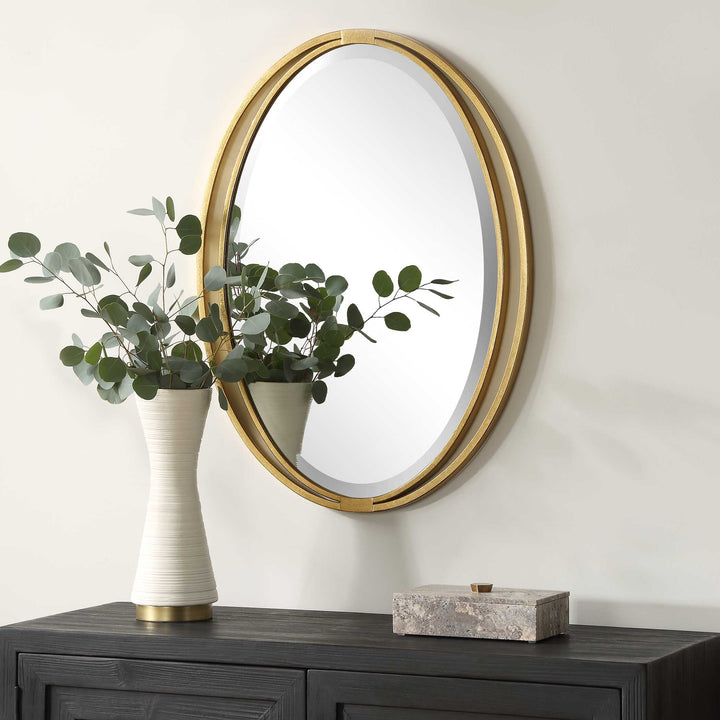 American Home Furniture Uttermost Rhodes Gold Oval Mirror