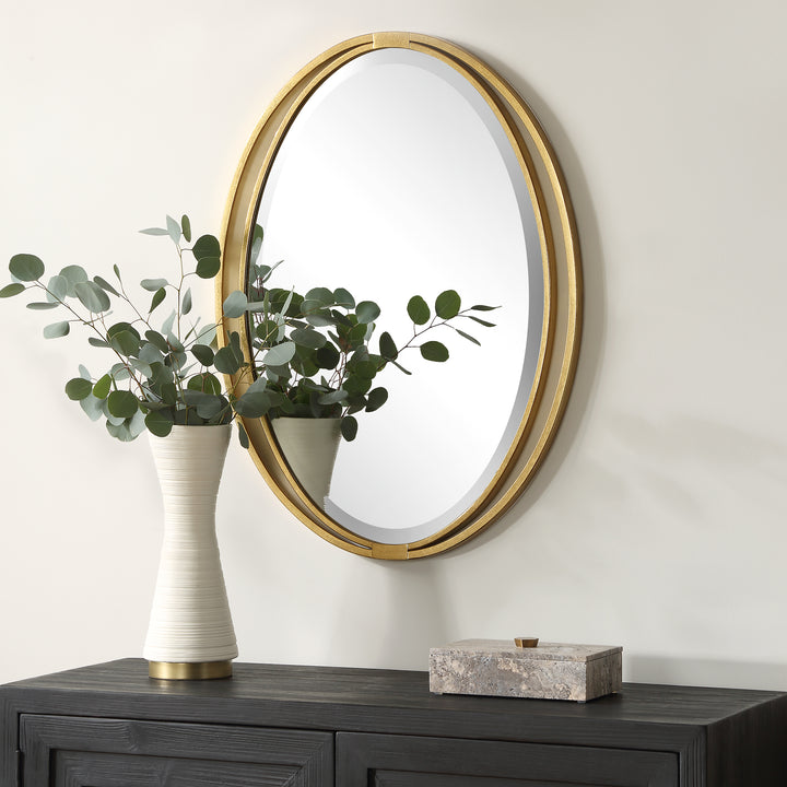 American Home Furniture | Uttermost - Rhodes Gold Oval Mirror