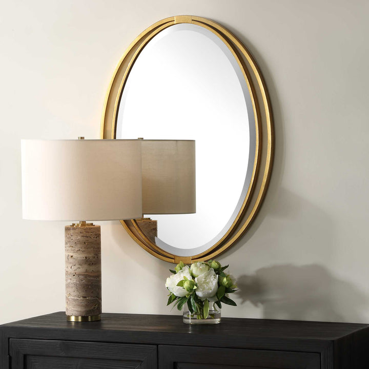 American Home Furniture Uttermost Rhodes Gold Oval Mirror